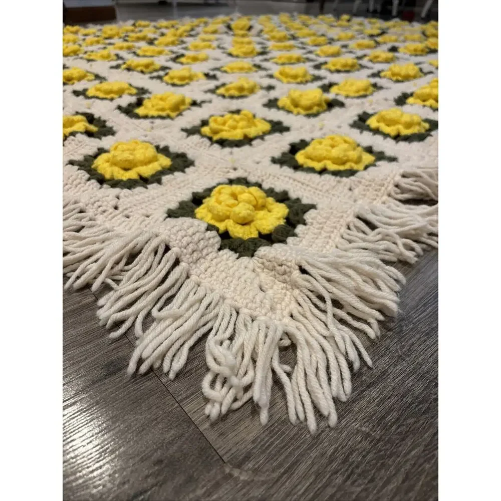 Handmade Crochet extra large King Size Quilt Afghan Throw Blanket Bedding 93x83